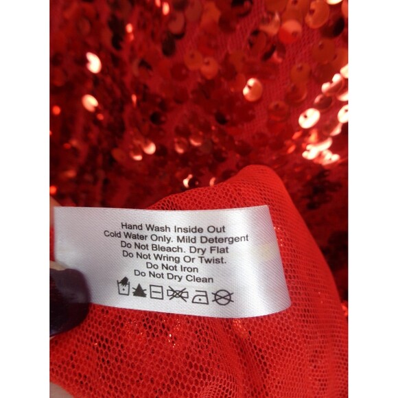 Boston Proper Red Sequin Cold Shoulder Top Size Medium Party Holiday Cocktail - Picture 14 of 15
